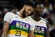 SALT LAKE CITY, UT - MARCH 04: Julius Randle #30 of the New Orleans Pelicans holds teammate Anthony Davis #23 during a game against the Utah Jazz at Vivint Smart Home Arena on March 4, 2019 in Salt Lake City, Utah. NOTE TO USER: User expressly acknowledg