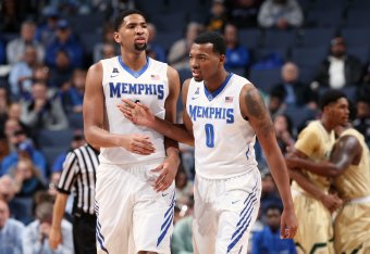MEMPHIS, TN - DECEMBER 10: Dedric Lawson #1 and K.J. Lawson #0 of the Memphis Tigers walk up court against the UAB Blazers on December 10, 2016 at FedExForum in Memphis, Tennessee. Memphis defeated UAB 62-55. (Photo by Joe Murphy/Getty Images)