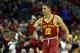 KANSAS CITY, MISSOURI - MARCH 14: Tyrese Haliburton #22 of the Iowa State Cyclones celebrates during the quarterfinal game of the Big 12 Basketball Tournament against the Baylor Bears at Sprint Center on March 14, 2019 in Kansas City, Missouri. (Photo by