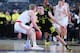 LAS VEGAS, NEVADA - MARCH 14: Parker Van Dyke #5 of the Utah Utes handles the ball against Payton Pritchard #3 of the Oregon Ducks during a quarterfinal game of the Pac-12 basketball tournament at T-Mobile Arena on March 14, 2019 in Las Vegas, Nevada. (Ph