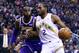 TORONTO, ON - MARCH 14: Kawhi Leonard #2 of the Toronto Raptors dribbles the ball as LeBron James #23 of the Los Angeles Lakers defends during the first half of an NBA game at Scotiabank Arena on March 14, 2019 in Toronto, Canada. NOTE TO USER: User exp