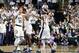 EAST LANSING, MI - MARCH 09: Matt McQuaid #20 of the Michigan State Spartans celebrates with Cassius Winston #5 after defeating the Michigan Wolverines 75-63 at Breslin Center on March 9, 2019 in East Lansing, Michigan. (Photo by Gregory Shamus/Getty Ima