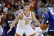 AUSTIN, TEXAS - MARCH 09: Dylan Osetkowski #21 of the Texas Longhorns defends RJ Nembhard #22 of the TCU Horned Frogs at The Frank Erwin Center on March 09, 2019 in Austin, Texas. (Photo by Chris Covatta/Getty Images)