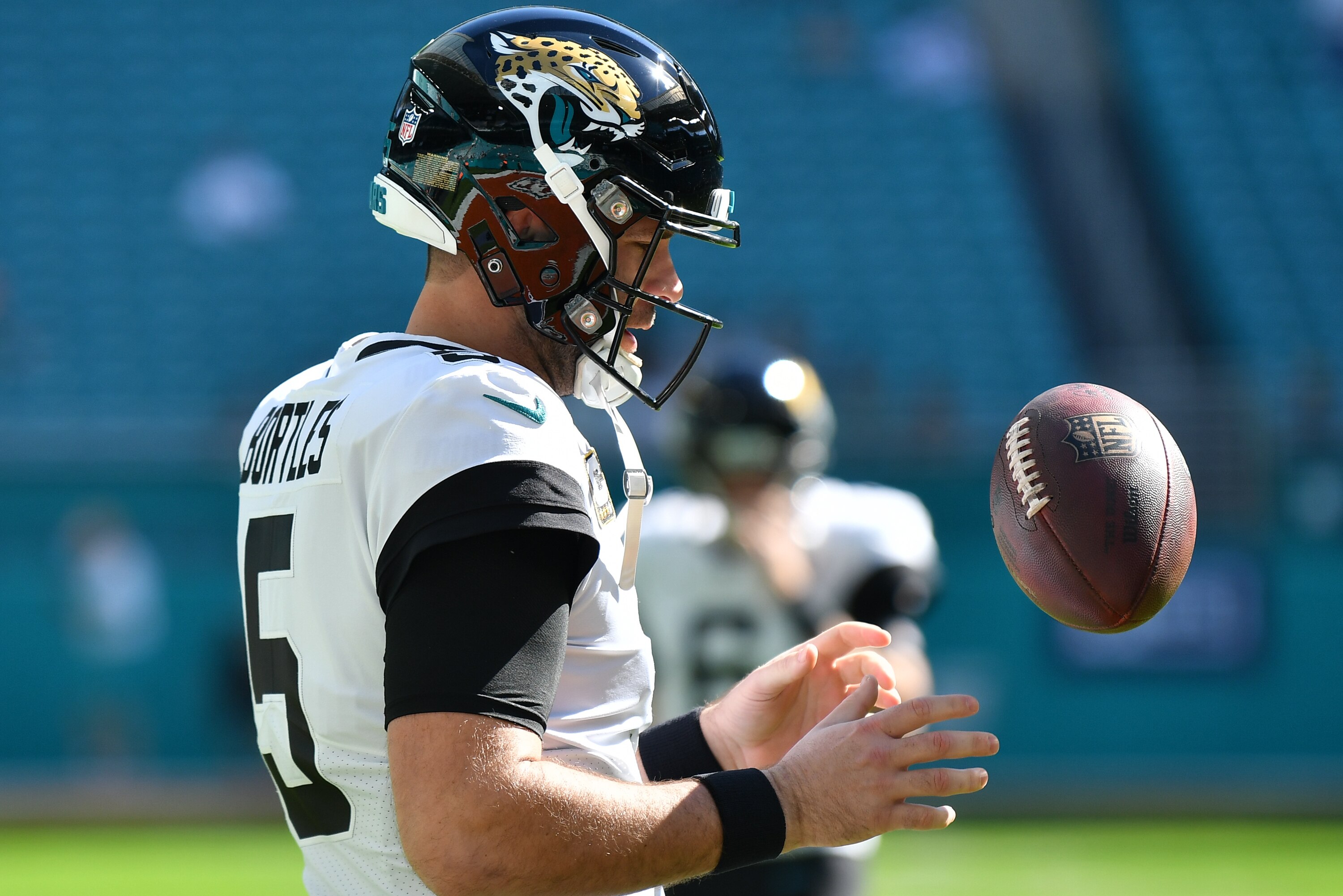 MIAMI, FL - DECEMBER 23: Blake Bortles #5 of the Jacksonville Jaguars in action against the Miami Dolphins at Hard Rock Stadium on December 23, 2018 in Miami, Florida. (Photo by Mark Brown/Getty Images)