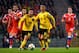 Belgium's forward Eden Hazard (L) and Belgium's midfielder Youri Tielemans (R) run after the ball during the Euro 2020 football qualification match between Belgium and Russia at the Roi Baudouin stadium, in Brussels on March 21, 2019. (Photo by DIRK WAEM