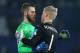 LEICESTER, ENGLAND - FEBRUARY 05: Manchester United goalkeeper David de Gea hugs Leicester City goalkeeper Kasper Schmeichel after the Premier League match between Leicester City and Manchester United at The King Power Stadium on February 5, 2017 in Leice