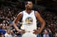 MINNEAPOLIS, MN - MARCH 29: Kevin Durant #35 of the Golden State Warriors looks on during the game against the Minnesota Timberwolves on March 29, 2019 at Target Center in Minneapolis, Minnesota. NOTE TO USER: User expressly acknowledges and agrees that, 