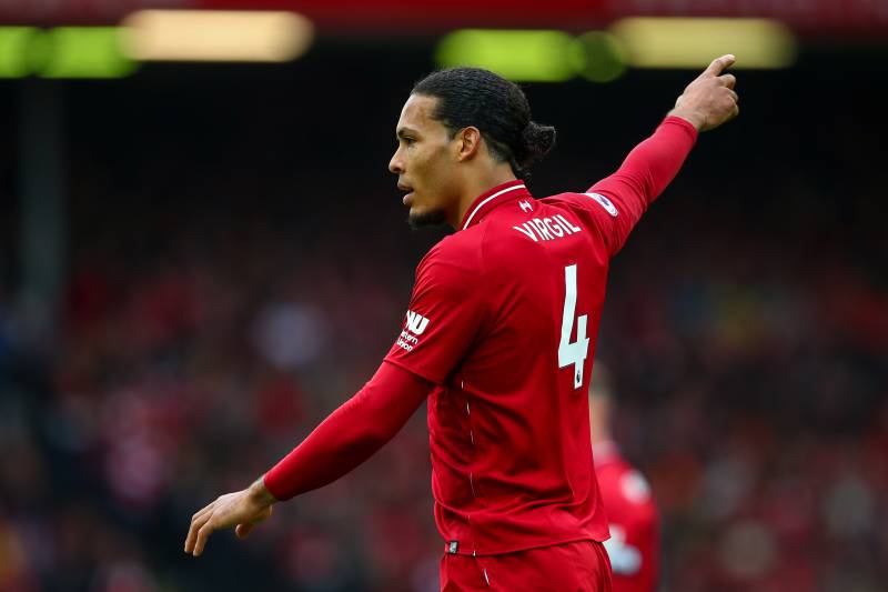 LIVERPOOL, ENGLAND - MARCH 31: Virgil van Dijk of Liverpool during the Premier League match between Liverpool FC and Tottenham Hotspur at Anfield on March 31, 2019 in Liverpool, United Kingdom. (Photo by Robbie Jay Barratt - AMA/Getty Images)