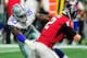 Dallas Cowboys defensive end DeMarcus Lawrence sacks Atlanta Falcons quarterback Matt Ryan.