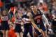 MINNEAPOLIS, MINNESOTA - APRIL 06: Bryce Brown #2 of the Auburn Tigers celebrates in the second half against the Virginia Cavaliers during the 2019 NCAA Final Four semifinal at U.S. Bank Stadium on April 6, 2019 in Minneapolis, Minnesota. (Photo by Street