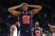 MINNEAPOLIS, MINNESOTA - APRIL 06: Austin Wiley #50 of the Auburn Tigers reacts in the second half against the Virginia Cavaliers during the 2019 NCAA Final Four semifinal at U.S. Bank Stadium on April 6, 2019 in Minneapolis, Minnesota. (Photo by Tom Penn