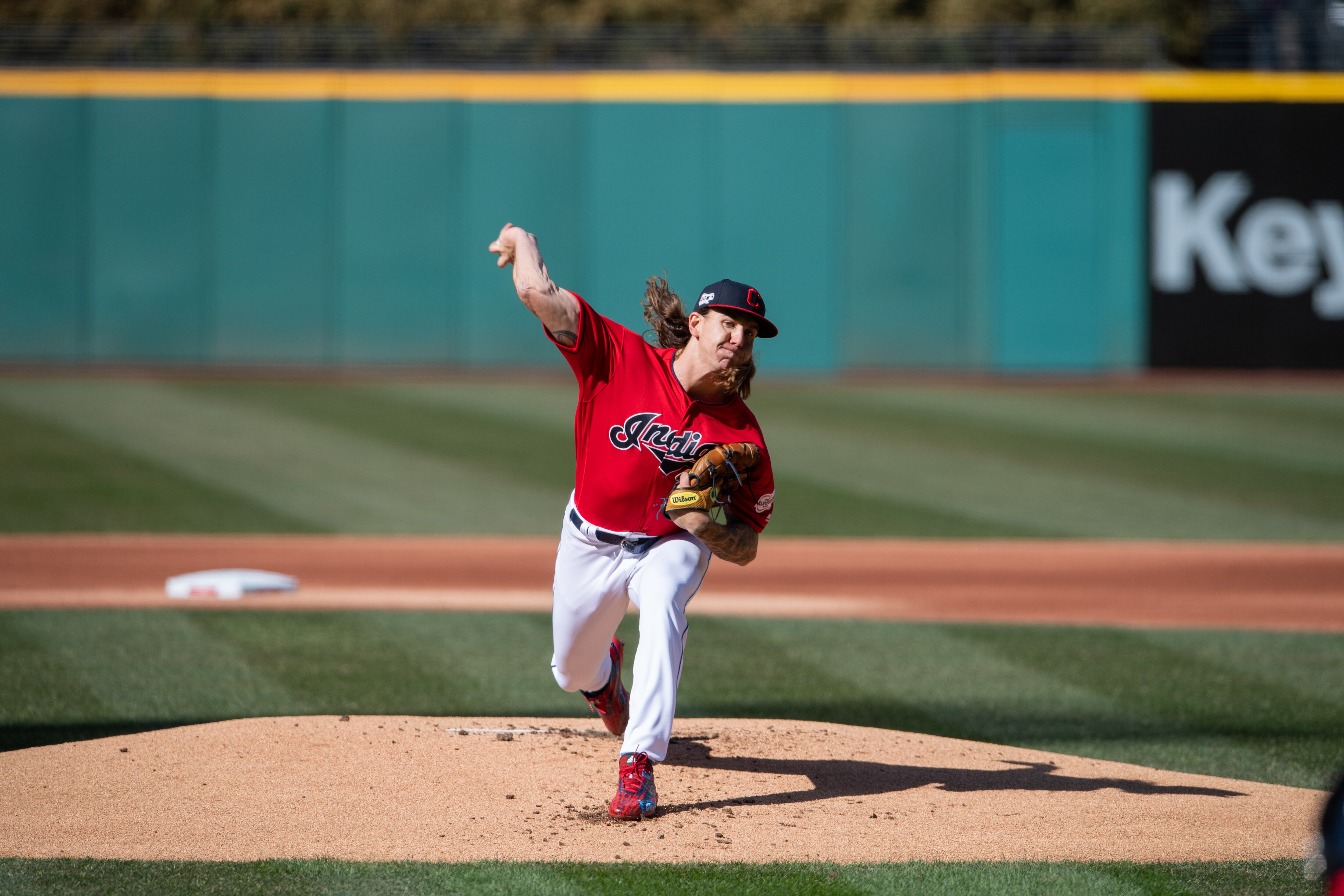 CLEVELAND, OH - APRIL 01: Starting pitcher Mike Clevinger #52 of the Cleveland Indians pitches during the first inning against the Chicago White Sox at Progressive Field during the Indians Home Opener on April 1, 2019 in Cleveland, Ohio. (Photo by Jason M