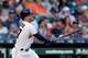 HOUSTON, TEXAS - APRIL 10: Jose Altuve #27 of the Houston Astros hits a home run in the first inning against the New York Yankees at Minute Maid Park on April 10, 2019 in Houston, Texas. (Photo by Bob Levey/Getty Images)