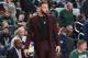 MILWAUKEE, WI - APRIL 14: Blake Griffin #23 of the Detroit Pistons stares on during the game against the Milwaukee Bucks during Game One of Round One of the 2019 NBA Playoffs on April 14, 2019 at the Fiserv Forum in Milwaukee, Wisconsin. NOTE TO USER: Use