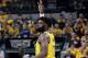 INDIANAPOLIS, IN - APRIL 19: Tyreke Evans, number 12 of the Indiana Pacers, reacts in a game against the Boston Celtics in the third game of the NBA Playoffs 2019, April 19, 2019, at Bankers Life Fieldhouse in Indianapolis, Indiana. NOTE TO THE USER: U