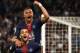 Paris Saint-Germain's Brazilian defender Dani Alves (bot) and Paris Saint-Germain's French forward Kylian Mbappe celebrate after scoring a third goal during the French L1 football match between Paris Saint-Germain (PSG) and Monaco (ASM) on April 21, 2019