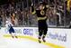 BOSTON, MASSACHUSETTS - APRIL 23: Sean Kuraly #52 of the Boston Bruins celebrates after scoring a goal against the Toronto Maple Leafs during the third period of Game Seven of the Eastern Conference First Round during the 2019 NHL Stanley Cup Playoffs at