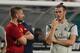 MIAMI, FL - JULY 31: Luke Shaw of Manchester United talks to Gareth Bale of Real Madrid during the International Champions Cup 2018 fixture between Manchester United v Real Madrid at Hard Rock Stadium on July 31, 2018 in Miami, Florida. (Photo by Matthew