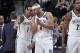 SACRAMENTO, CA - MARCH 19: D'Angelo Russell #1 and Jared Dudley #6 fo the Brooklyn Nets talk during the game against the Sacramento Kings on March 19, 2019 at Golden 1 Center in Sacramento, California. NOTE TO USER: User expressly acknowledges and agrees