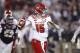 JACKSONVILLE, FL - DECEMBER 31: Ryan Finley #15 of the North Carolina State Wolfpack looks to pass against the Texas A&M Aggies during the TaxSlayer Gator Bowl at TIAA Bank Field on December 31, 2018 in Jacksonville, Florida. Texas A&M won 52-13. (Photo b