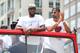 MIAMI, FL - JUNE 24: LeBron James #6 and Juwan Howard of the Miami Heat look on during the NBA championship parade through downtown on June 24, 2013 in Miami, Florida. NOTE TO USER: User expressly acknowledges and agrees that, by downloading and or using