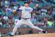 SAN FRANCISCO, CA - MAY 01: Hyun-Jin Ryu #99 of the Los Angeles Dodgers pitches against the San Francisco Giants in the bottom of the first inning of a Major League baseball game at Oracle Park on May 1, 2019 in San Francisco, California. (Photo by Thea