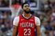 DALLAS, TEXAS - MARCH 18: Anthony Davis #23 of the New Orleans Pelicans walks off the court against the Dallas Mavericks in the first half at American Airlines Center on March 18, 2019 in Dallas, Texas. NOTE TO USER: User expressly acknowledges and agrees