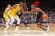 TORONTO, CANADA - NOVEMBER 29: Kawhi Leonard #2 of the Toronto Raptors handles the ball against the Golden State Warriors on November 29, 2018 at the Scotiabank Arena in Toronto, Ontario, Canada. NOTE TO USER: User expressly acknowledges and agrees that,
