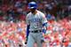 ST LOUIS, MO - JUNE 02: Kris Bryant #17 of the Chicago Cubs returns to the dugout after striking out for the second time against the St. Louis Cardinals in the third inning at Busch Stadium on June 2, 2019 in St Louis, Missouri. (Photo by Dilip Vishwanat/