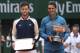 PARIS, FRANCE - JUNE 10: Finalist Dominic Thiem of Austria, winner Rafael Nadal of Spain during the trophy ceremony on Day 15 of the 2018 French Open at Roland Garros stadium on June 10, 2018 in Paris, France. (Photo by Jean Catuffe/Getty Images)