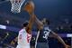 OAKLAND, CA - APRIL 30: James Harden #13 of the Houston Rockets has his shot blocked by Kevin Durant #35 of the Golden State Warriors in Game Two of the Second Round of the 2019 NBA Western Conference Playoffs at ORACLE Arena on April 30, 2019 in Oakland