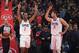 LOS ANGELES, CA - MARCH 19: Shai Gilgeous-Alexander #2, Danilo Gallinari #8 of the LA Clippers reacts against the Indiana Pacers on March 19, 2019 at STAPLES Center in Los Angeles, California. NOTE TO USER: User expressly acknowledges and agrees that, by