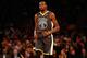 NEW YORK, NY - OCTOBER 26: Kevin Durant #35 of the Golden State Warriors in action against the New York Knicks at Madison Square Garden on October 26, 2018 in New York City. NOTE TO USER: User expressly acknowledges and agrees that, by downloading and or