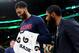 BOSTON, MA - DECEMBER 10: Kyrie Irving #11 of the Boston Celtics and Anthony Davis #23 of the New Orleans Pelicans talk after the game between the Celtics and Pelicans at TD Garden on December 10, 2018 in Boston, Massachusetts. (Photo by Maddie Meyer/Gett