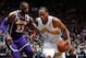 TORONTO, CANADA - MARCH 14: Kawhi Leonard #2 of the Toronto Raptors handles the ball against LeBron James #23 of the Los Angeles Lakers on March 14, 2019 at the Scotiabank Arena in Toronto, Ontario, Canada. NOTE TO USER: User expressly acknowledges and a