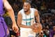 LOS ANGELES, CA - MARCH 29: Kemba Walker #15 of the Charlotte Hornets handles the ball during the game against the Los Angeles Lakers on March 29, 2019 at STAPLES Center in Los Angeles, California. NOTE TO USER: User expressly acknowledges and agrees that