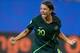 GRENOBLE, FRANCE - JUNE 18: Sam Kerr of Australia celebrates scoring her side's and her own fourth goal during the 2019 FIFA Women's World Cup France group C match between Jamaica and Australia at Stade des Alpes on June 18, 2019 in Grenoble, France. (Pho