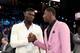BROOKLYN, NY - JUNE 20: Zion Williamson and RJ Barrett shake hands before the 2019 NBA Draft on June 20, 2019 at the Barclays Center in Brooklyn, New York. NOTE TO USER: User expressly acknowledges and agrees that, by downloading and/or using this photogr