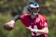 Philadelphia, Pennsylvania - June 11: Carson Wentz, No. 11 Philadelphia Eagles, throws the ball at a mini-mandatory camp at the NovaCare Complex on June 11, 2019 in Philadelphia, Pennsylvania. (Photo by Mitchell Leff / Getty Images)