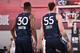 Las Vegas, NV - JULY 5: Kelan Martin #30 of the Minnesota Timberwolves and Mitchell Creek #55 look on during the game against the Cleveland Cavaliers during Day 1 of the 2019 Las Vegas Summer League on July 5, 2019 at the Cox Pavilion in Las Vegas, Nevada
