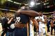 OAKLAND, CA - MAY 8: Anthony Davis #23 of the New Orleans Pelicans and Draymond Green #23 of the Golden State Warriors hug after the game in Game Five of the Western Conference Semifinals of the 2018 NBA Playoffs on May 8, 2018 at Oracle Arena in Oakland