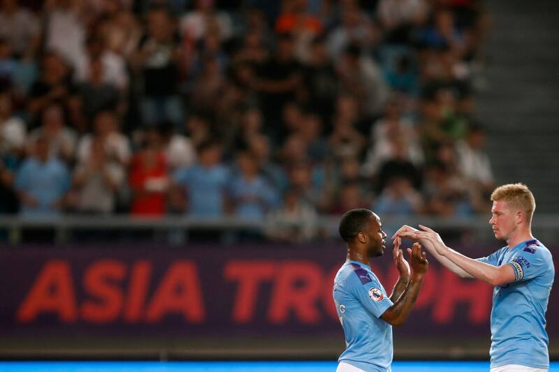 NANJING, CHINA - JULY 17: Raheem Sterling of Manchester City celebrates after scoring his team's goal during Premier League Asia Trophy - West Ham United v Manchester City on July 17, 2019 in Nanjing, China.(Photo by Fred Lee/Getty Images for Premier Leag