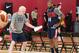 LAS VEGAS, NV - AUGUST 06: Gregg Popovich coaches PJ Tucker during the 2019 USA Basketball Men's National Team Training Camp at Mendenhall Center on the University of Nevada, Las Vegas campus on August 06, 2019 in Las Vegas Nevada. NOTE TO USER: User expr