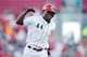 CINCINNATI, OH - AUGUST 09: Aristides Aquino #44 of the Cincinnati Reds reacts after a two-run home run in the second inning against the Chicago Cubs at Great American Ball Park on August 9, 2019 in Cincinnati, Ohio. (Photo by Joe Robbins/Getty Images)