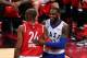 TORONTO, ON - FEBRUARY 14: Kobe Bryant #24 of the Los Angeles Lakers and the Western Conference and LeBron James #23 of the Cleveland Cavaliers and the Eastern Conference laugh after a play in the first half during the NBA All-Star Game 2016 at the Air Ca