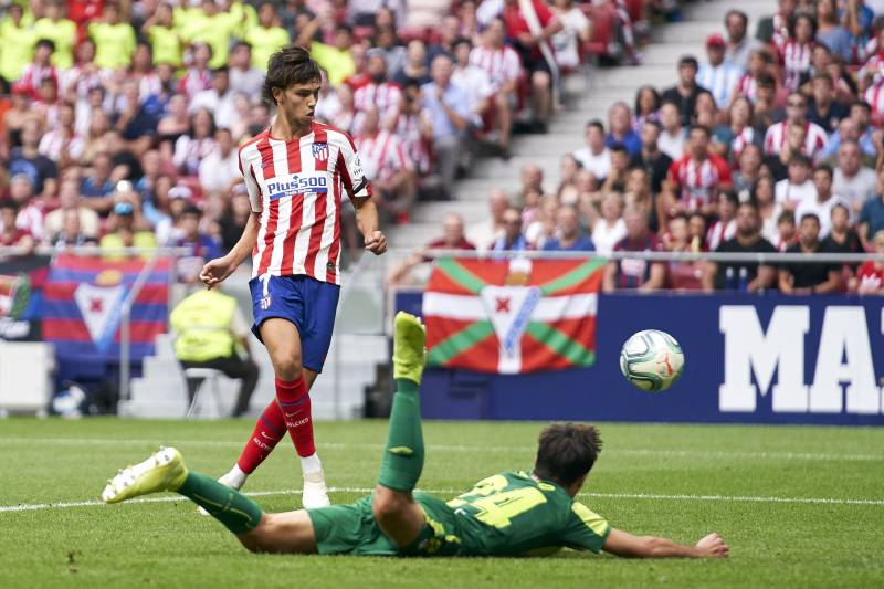 MADRID, SPAIN - SEPTEMBER 01: Joao Felix of Atletico de Madrid scores the first goal of the team during the La Liga match between Club Atletico de Madrid and SD Eibar SAD at Wanda Metropolitano on September 01, 2019 in Madrid, Spain. (Photo by Quality Sp