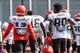 BEREA, OH - AUGUST 6: A view of wide recievers Odell Beckham, Jr. #13 and Jarvis Landry #80 during the Cleveland Browns Training Camp on August 6, 2019 at the Cleveland Browns Training Facility in Berea, Ohio. (Photo by Don Juan Moore/Getty Images)