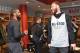 CHARLOTTE, NC - FEBRUARY 16: Kyrie Irving #11 of Team LeBron and Blake Griffin #23 of Team Giannis smile and laugh in the locker room before the 2019 NBA All-Star Practice and Media Availability on February 16, 2019 at Bojangles Coliseum in Charlotte, Nor
