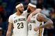 NEW ORLEANS, LA - JANUARY 22: Anthony Davis #23 of the New Orleans Pelicans and DeMarcus Cousins #0 of the New Orleans Pelicans walk of the court during a NBA game against the Chicago Bulls at the Smoothie King Center on January 22, 2018 in New Orleans,