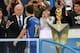 RIO DE JANEIRO, BRAZIL - JULY 13: Lionel Messi of Argentina is passing by the trophy before saluting President of Brazil Dilma Rousseff and FIFA President Joseph Blatter after the 2014 FIFA World Cup Brazil Final match between Germany and Argentina at Est